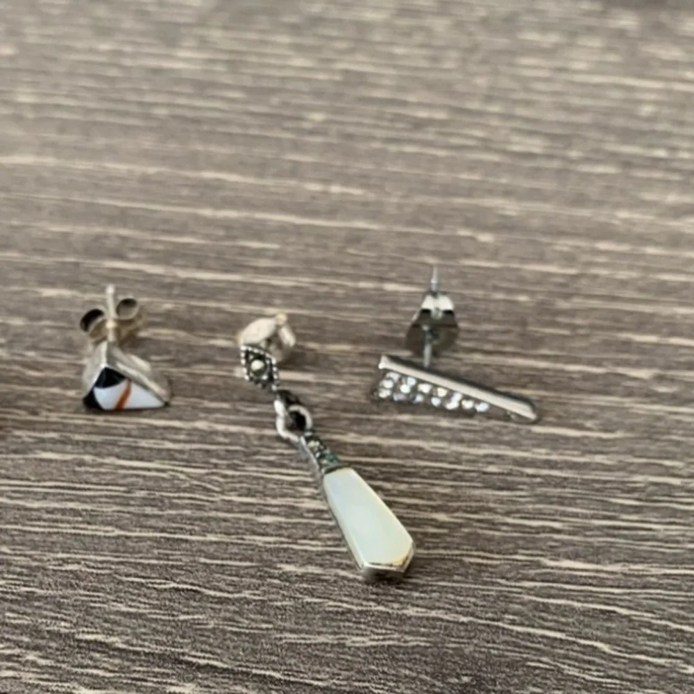 Earring Lot Sterling Silver 925 Rebecca Minkoff Hematite Triangle Stud